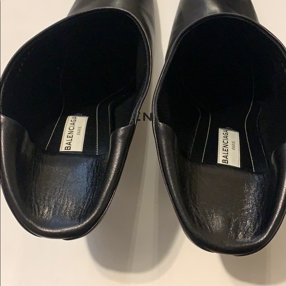 balenciaga square toe leather mules